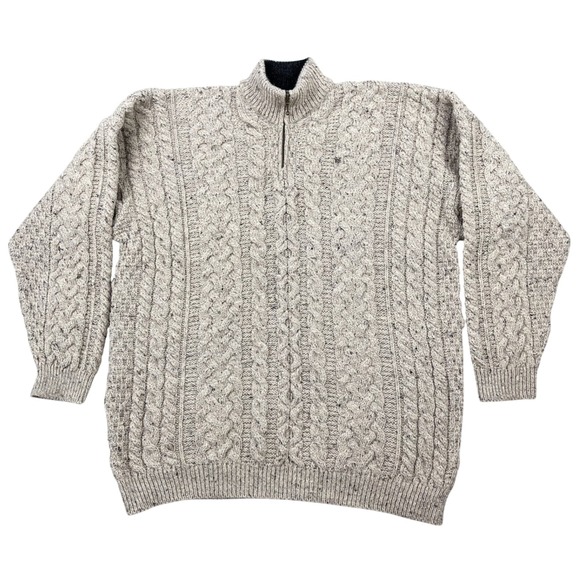Carraig Donn Other - Carraig Donn Ireland Mens XXL Cable Knit 100% Wool 1/4 Zip Fisherman Sweater NWT